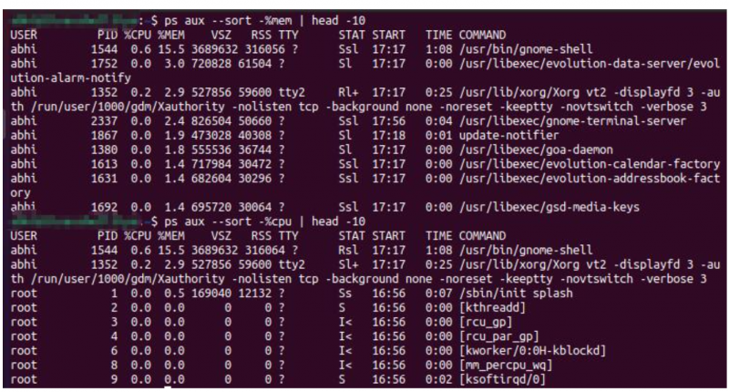 云服務器在Linux中CPU和內存使用前10的進程 - 小浪云數據